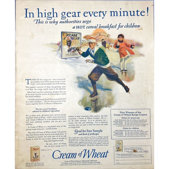 Cream of Wheat "Authorities Recommend HOT Cereal for children" Vtg Print Ad 1926 - Picture 1 of 3